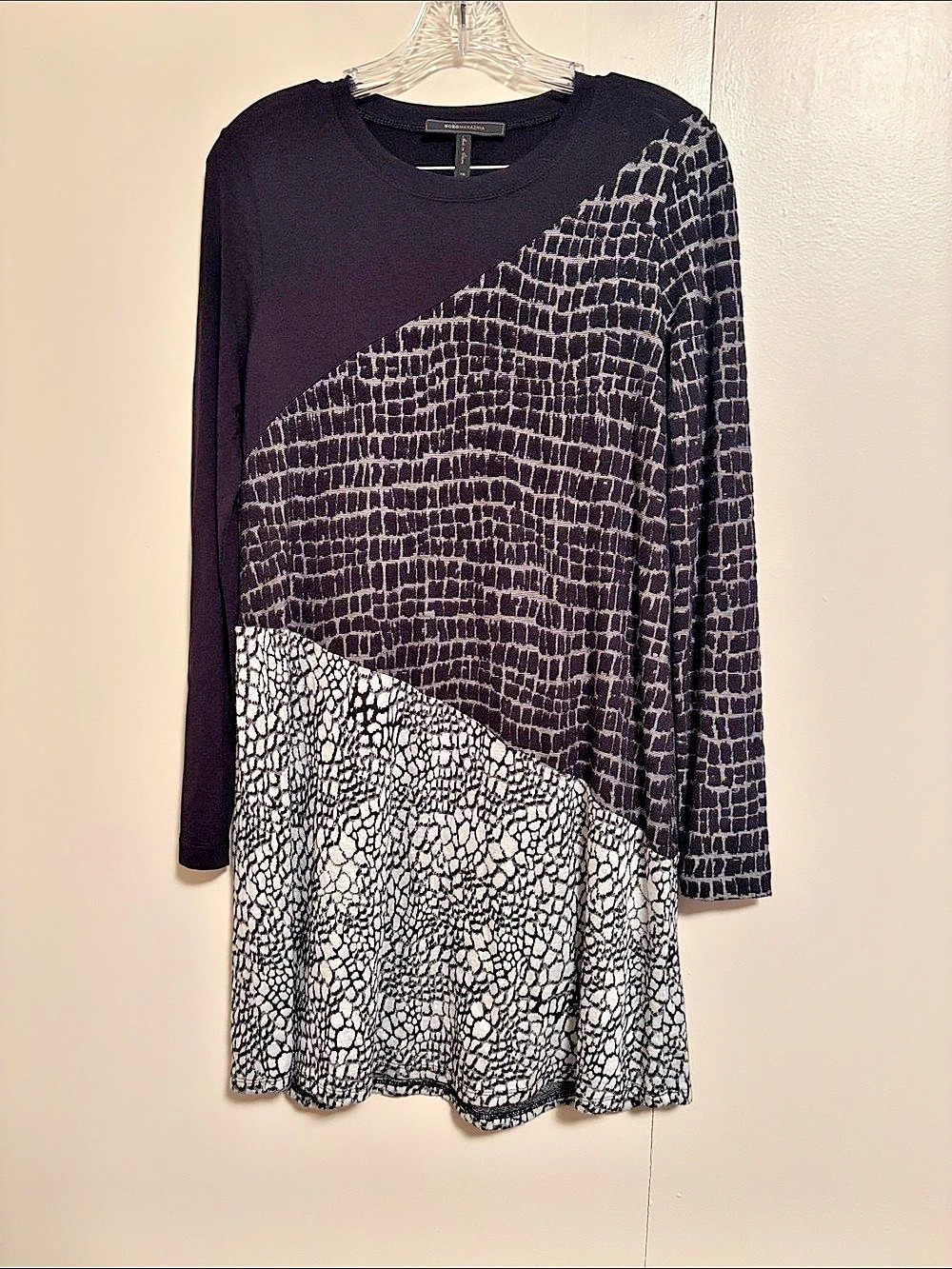 BCBGMAXAZRIA Animal Print Mini Dress in Black & White Size XS